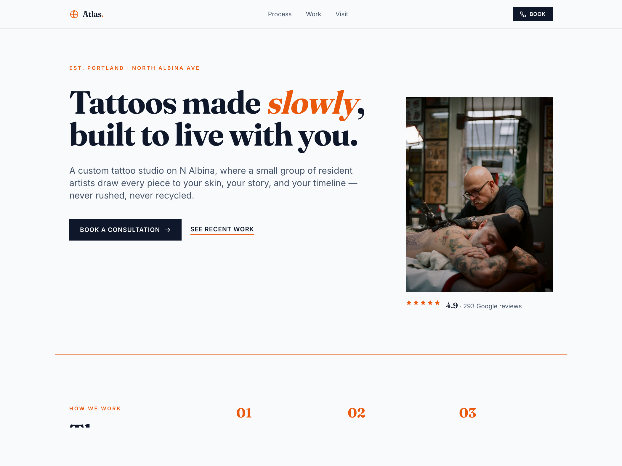 Atlas Tattoo Studio website preview