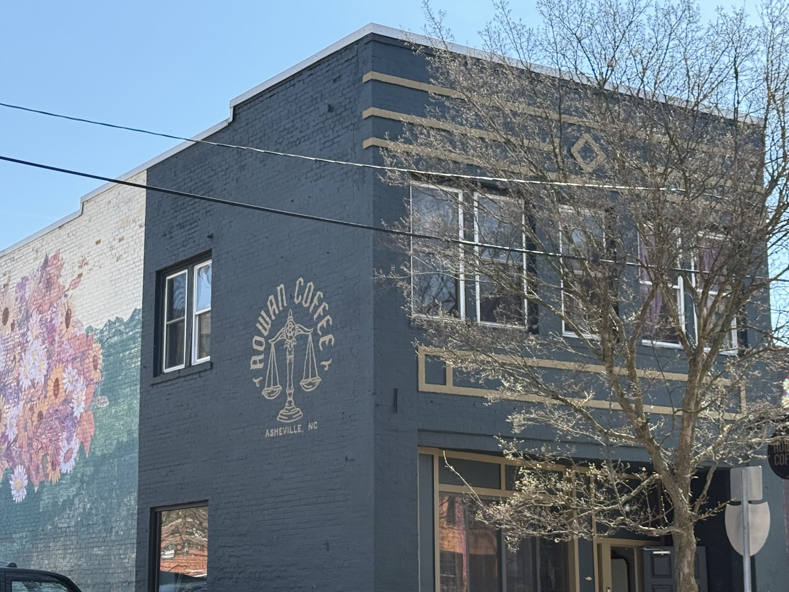 Rowan Coffee storefront on Broadway Street in Asheville